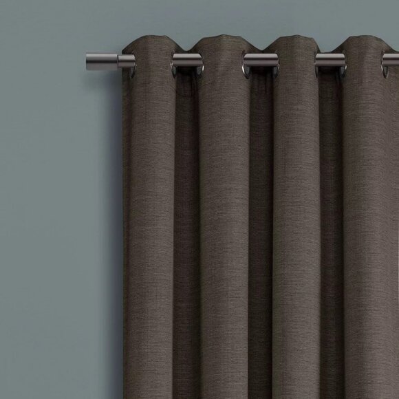 Lush Decor Faux Linen Absolute Blackout Single Charcoal Curtain Panel 52" x 84" - Picture 2 of 7